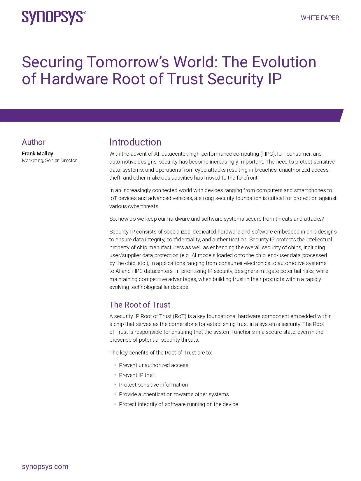 Building Strong Security Foundations with Hardware Root of Trust